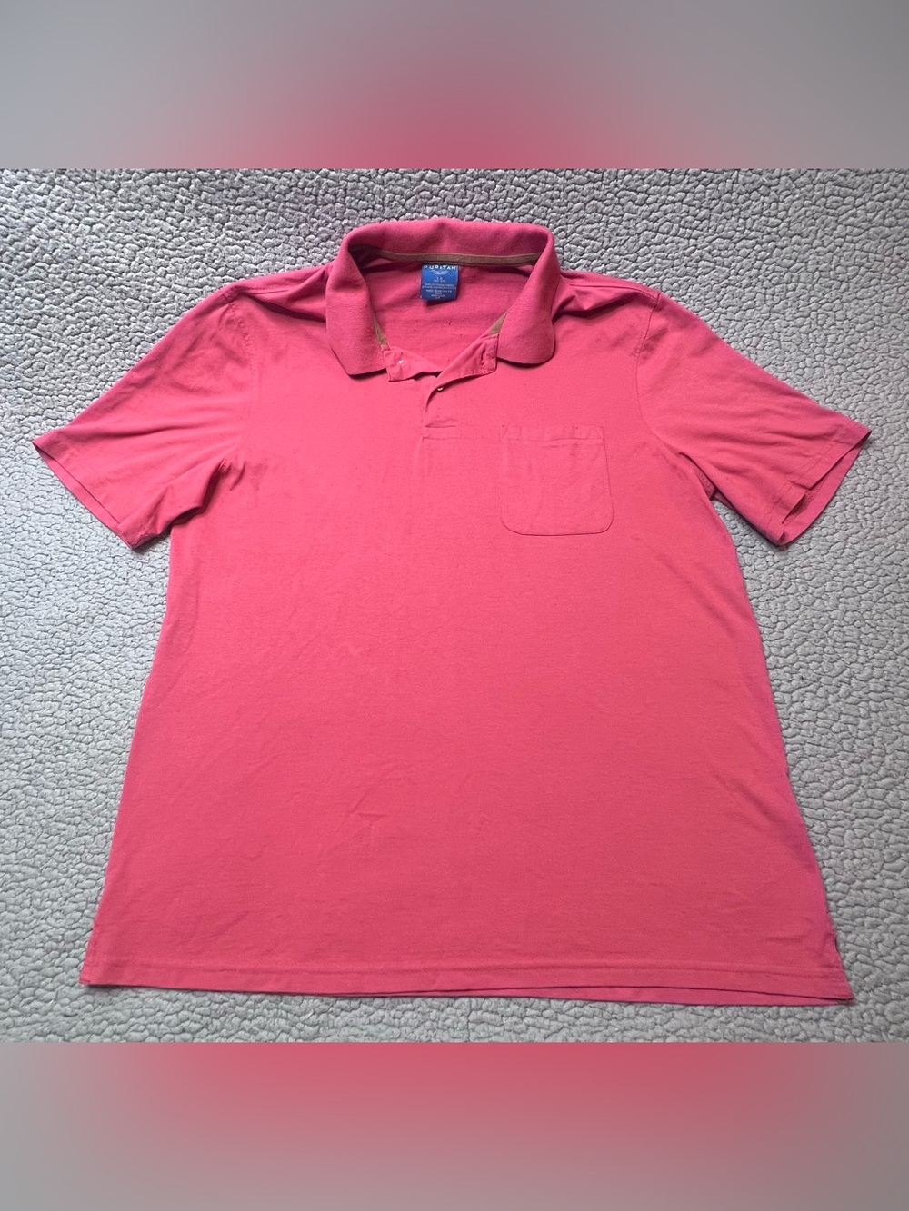 Puritan Short Sleeve Polo Shirt Peach Color Mens Size Large Short Sleeve